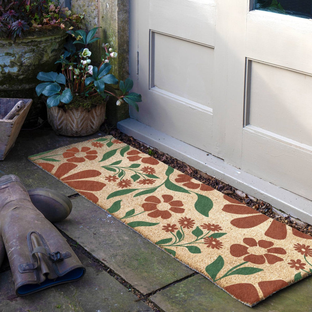 Red & Green Floral Pattern Doormat - 120x40cm – Rainhall