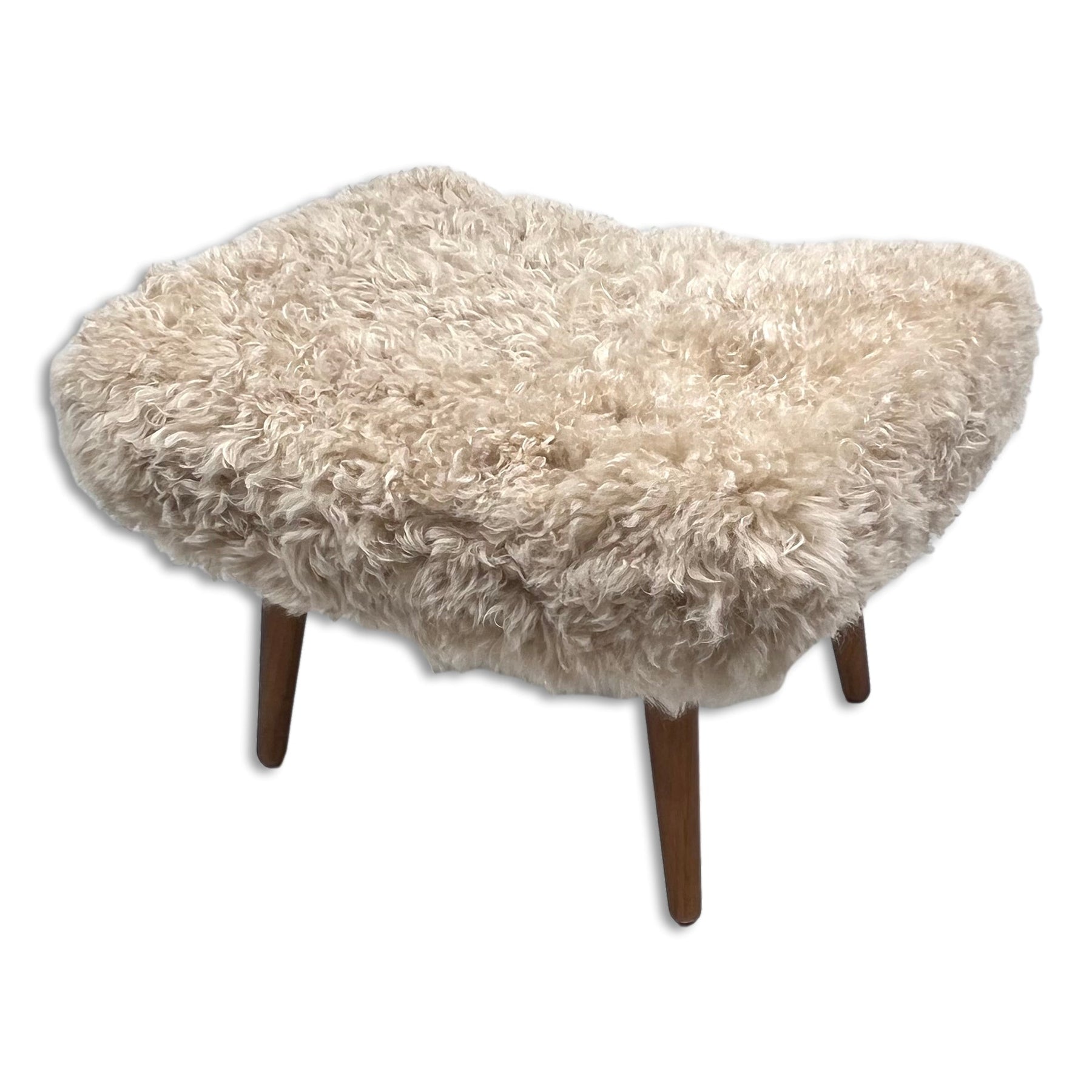 Shearling Sheepskin Beige Footstool – Rainhall
